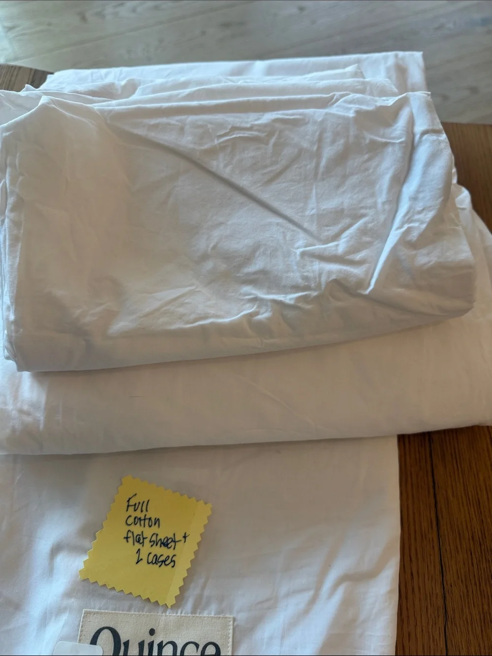 Quince Organic Cotton White Full Flat Sheet + Standard Pillowcase With Dust Bag